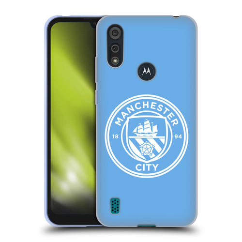 Manchester City Man City FC Badge Blue White Mono Soft Gel Case for Motorola Moto E6s (2020)