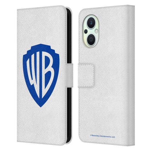 Warner Bros. Shield Logo White Leather Book Wallet Case Cover For OPPO Reno8 Lite