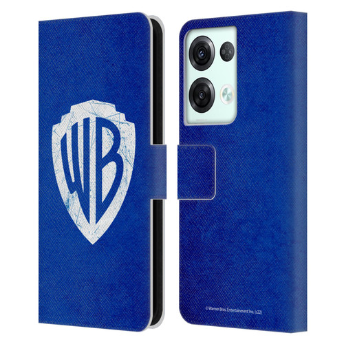Warner Bros. Shield Logo Distressed Leather Book Wallet Case Cover For OPPO Reno8 Pro