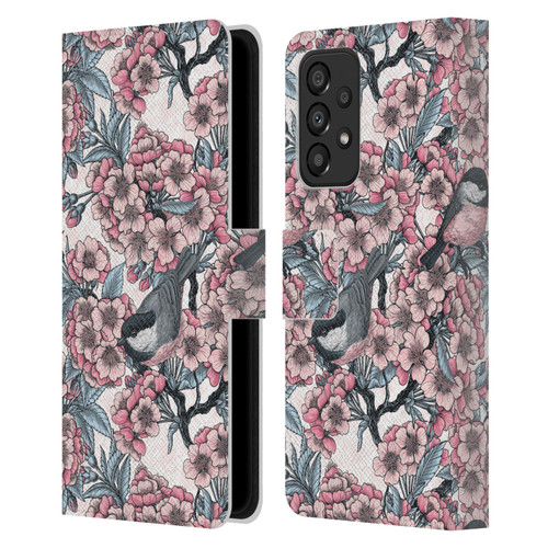 Katerina Kirilova Floral Patterns Cherry Garden Birds Leather Book Wallet Case Cover For Samsung Galaxy A33 5G (2022)