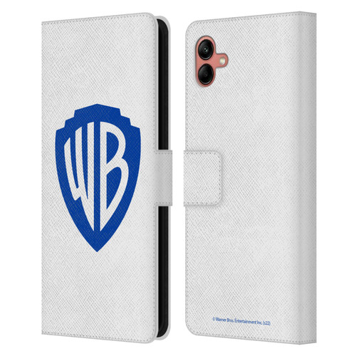 Warner Bros. Shield Logo White Leather Book Wallet Case Cover For Samsung Galaxy A04 (2022)