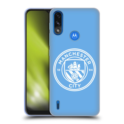 Manchester City Man City FC Badge Blue White Mono Soft Gel Case for Motorola Moto E7 Power / Moto E7i Power