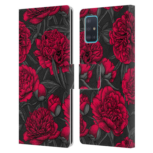 Katerina Kirilova Floral Patterns Night Peony Garden Leather Book Wallet Case Cover For Samsung Galaxy A51 (2019)