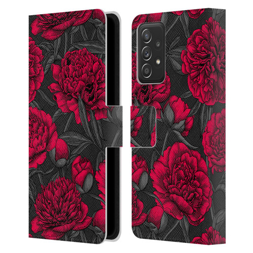 Katerina Kirilova Floral Patterns Night Peony Garden Leather Book Wallet Case Cover For Samsung Galaxy A52 / A52s / 5G (2021)