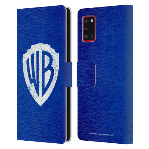 Warner Bros. Shield Logo Distressed Leather Book Wallet Case Cover For Samsung Galaxy A31 (2020)