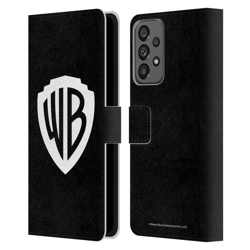 Warner Bros. Shield Logo Black Leather Book Wallet Case Cover For Samsung Galaxy A73 5G (2022)