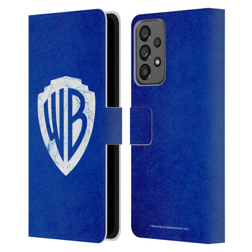 Warner Bros. Shield Logo Distressed Leather Book Wallet Case Cover For Samsung Galaxy A73 5G (2022)