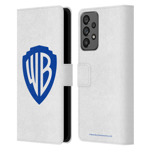 Warner Bros. Shield Logo White Leather Book Wallet Case Cover For Samsung Galaxy A73 5G (2022)