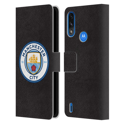 Manchester City Man City FC Badge Black Full Colour Leather Book Wallet Case Cover For Motorola Moto E7 Power / Moto E7i Power