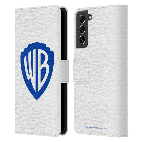 Warner Bros. Shield Logo White Leather Book Wallet Case Cover For Samsung Galaxy S21 FE 5G