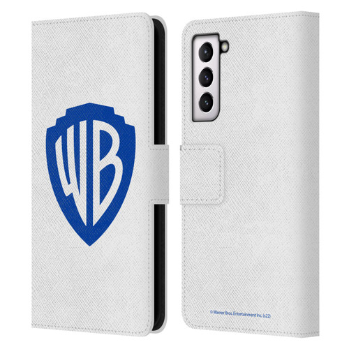 Warner Bros. Shield Logo White Leather Book Wallet Case Cover For Samsung Galaxy S21 5G