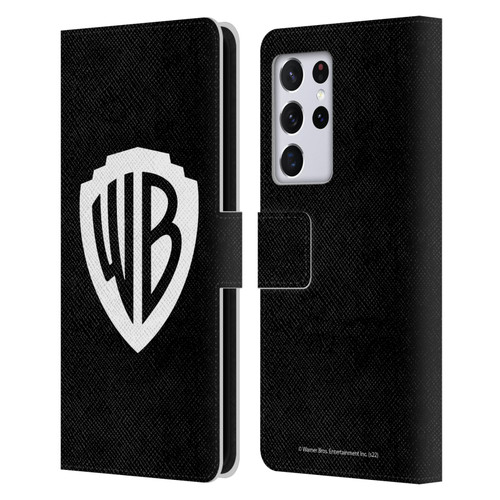 Warner Bros. Shield Logo Black Leather Book Wallet Case Cover For Samsung Galaxy S21 Ultra 5G