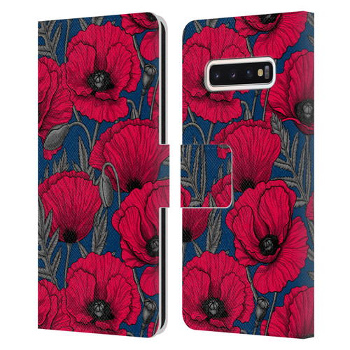 Katerina Kirilova Floral Patterns Night Poppy Garden Leather Book Wallet Case Cover For Samsung Galaxy S10