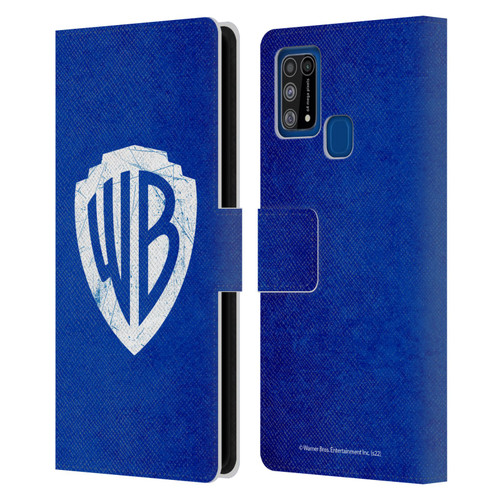 Warner Bros. Shield Logo Distressed Leather Book Wallet Case Cover For Samsung Galaxy M31 (2020)