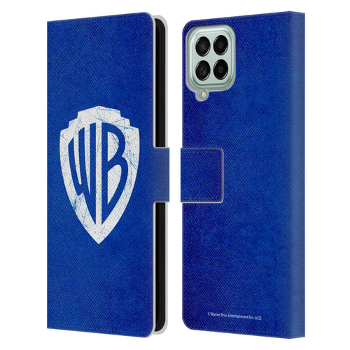 Warner Bros. Shield Logo Distressed Leather Book Wallet Case Cover For Samsung Galaxy M33 (2022)