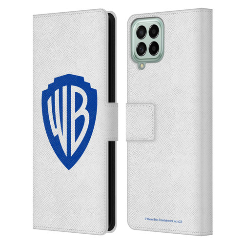 Warner Bros. Shield Logo White Leather Book Wallet Case Cover For Samsung Galaxy M33 (2022)