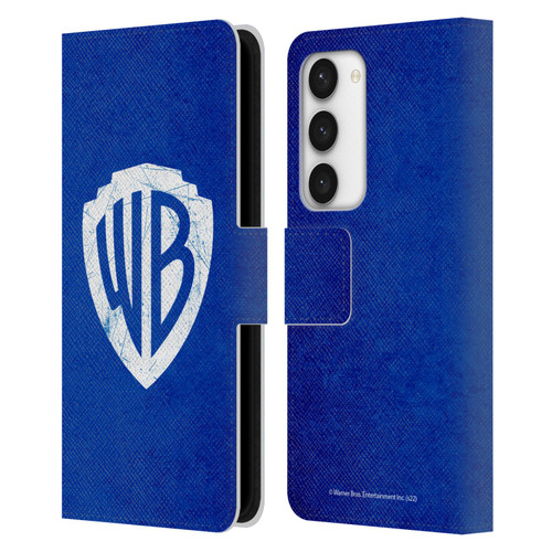 Warner Bros. Shield Logo Distressed Leather Book Wallet Case Cover For Samsung Galaxy S23 5G