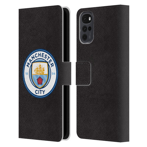 Manchester City Man City FC Badge Black Full Colour Leather Book Wallet Case Cover For Motorola Moto G22