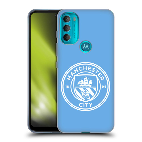 Manchester City Man City FC Badge Blue White Mono Soft Gel Case for Motorola Moto G71 5G