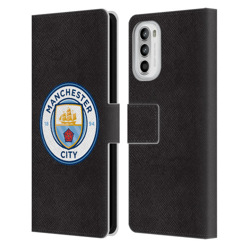 Manchester City Man City FC Badge Black Full Colour Leather Book Wallet Case Cover For Motorola Moto G52