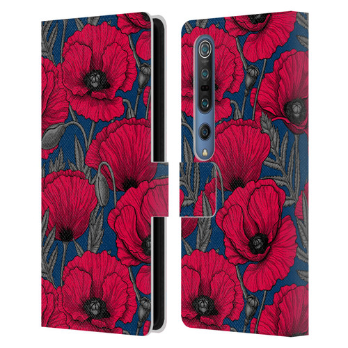Katerina Kirilova Floral Patterns Night Poppy Garden Leather Book Wallet Case Cover For Xiaomi Mi 10 5G / Mi 10 Pro 5G
