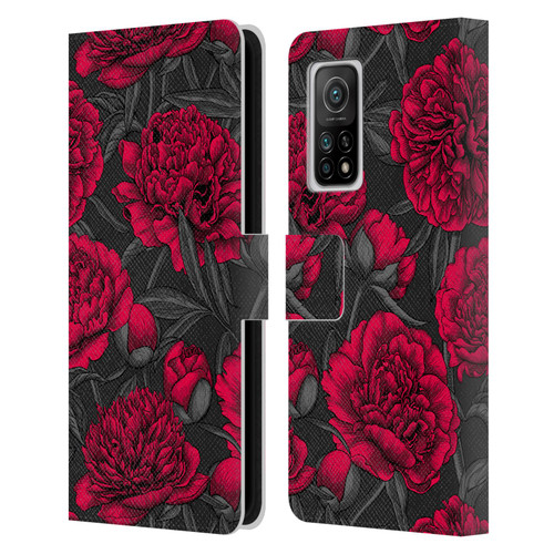 Katerina Kirilova Floral Patterns Night Peony Garden Leather Book Wallet Case Cover For Xiaomi Mi 10T 5G