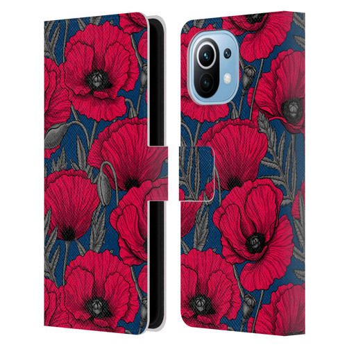 Katerina Kirilova Floral Patterns Night Poppy Garden Leather Book Wallet Case Cover For Xiaomi Mi 11