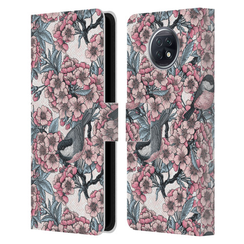 Katerina Kirilova Floral Patterns Cherry Garden Birds Leather Book Wallet Case Cover For Xiaomi Redmi Note 9T 5G