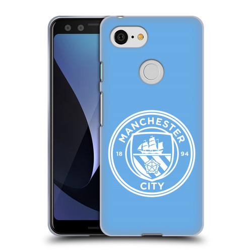 Manchester City Man City FC Badge Blue White Mono Soft Gel Case for Google Pixel 3