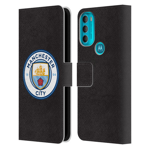 Manchester City Man City FC Badge Black Full Colour Leather Book Wallet Case Cover For Motorola Moto G71 5G