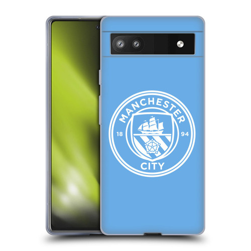 Manchester City Man City FC Badge Blue White Mono Soft Gel Case for Google Pixel 6a