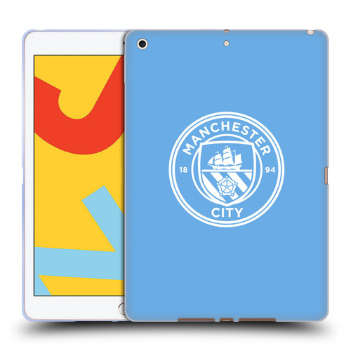 Manchester City Man City FC Badge Blue White Mono Soft Gel Case for Apple iPad 10.2 2019/2020/2021