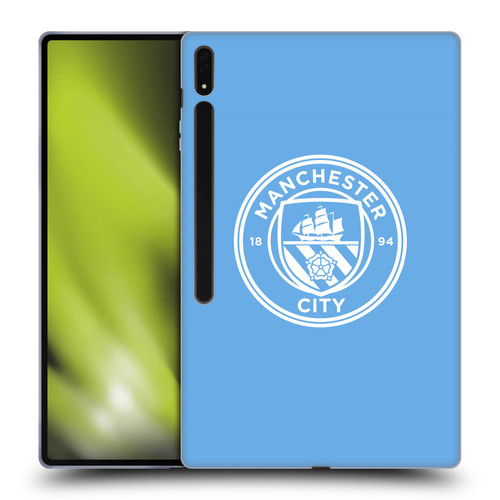 Manchester City Man City FC Badge Blue White Mono Soft Gel Case for Samsung Galaxy Tab S8 Ultra