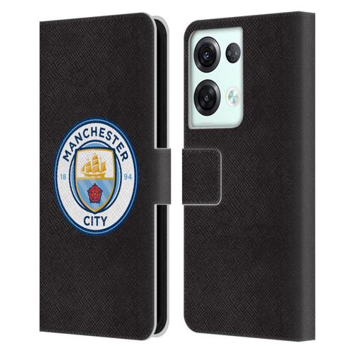 Manchester City Man City FC Badge Black Full Colour Leather Book Wallet Case Cover For OPPO Reno8 Pro