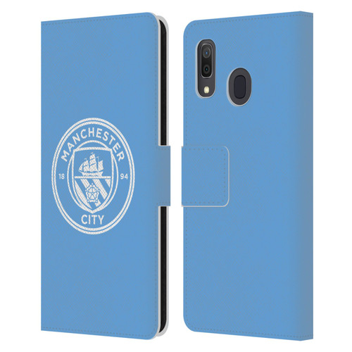 Manchester City Man City FC Badge Blue White Mono Leather Book Wallet Case Cover For Samsung Galaxy A33 5G (2022)