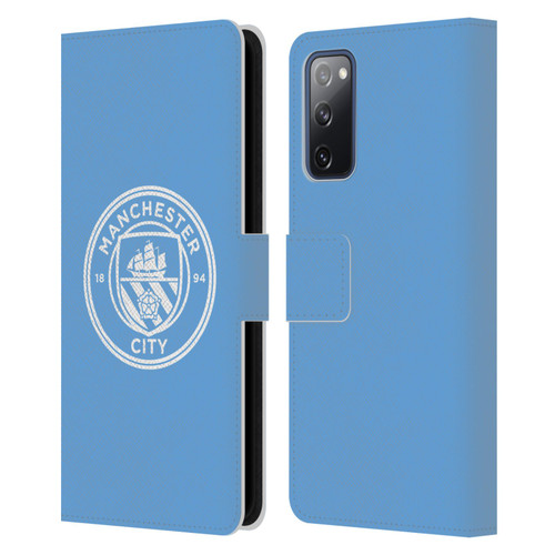 Manchester City Man City FC Badge Blue White Mono Leather Book Wallet Case Cover For Samsung Galaxy S20 FE / 5G