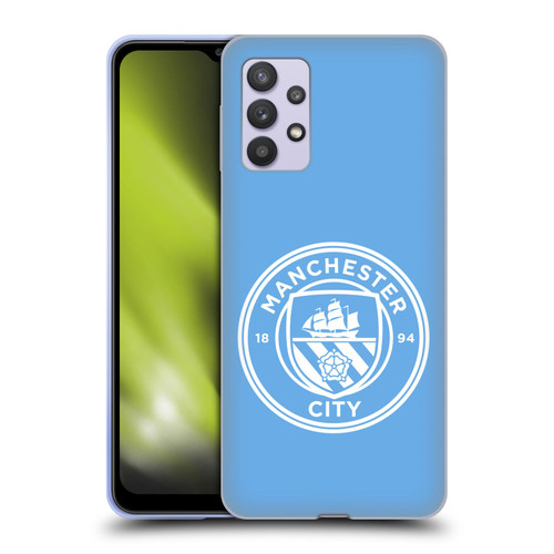 Manchester City Man City FC Badge Blue White Mono Soft Gel Case for Samsung Galaxy A32 5G / M32 5G (2021)