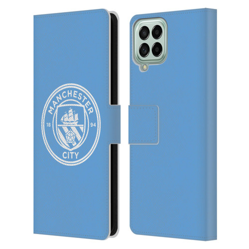 Manchester City Man City FC Badge Blue White Mono Leather Book Wallet Case Cover For Samsung Galaxy M33 (2022)