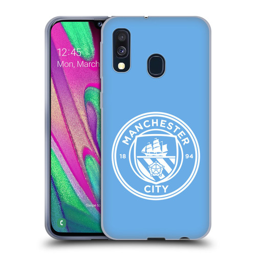 Manchester City Man City FC Badge Blue White Mono Soft Gel Case for Samsung Galaxy A40 (2019)