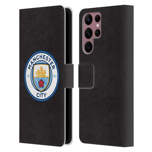 Manchester City Man City FC Badge Black Full Colour Leather Book Wallet Case Cover For Samsung Galaxy S22 Ultra 5G