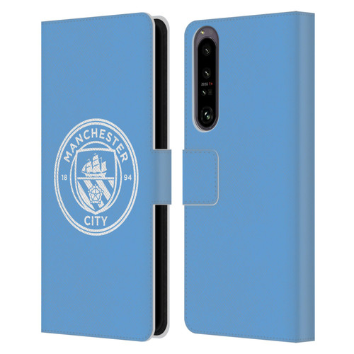 Manchester City Man City FC Badge Blue White Mono Leather Book Wallet Case Cover For Sony Xperia 1 IV