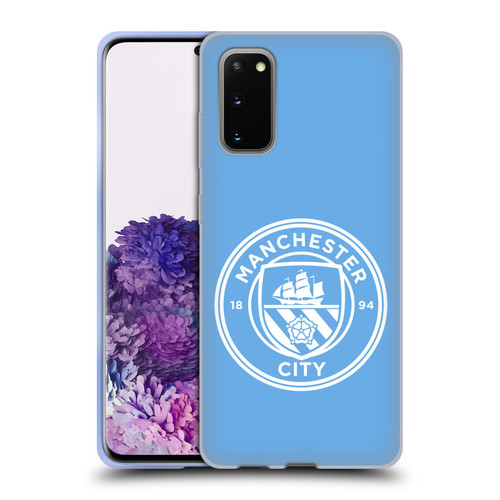 Manchester City Man City FC Badge Blue White Mono Soft Gel Case for Samsung Galaxy S20 / S20 5G