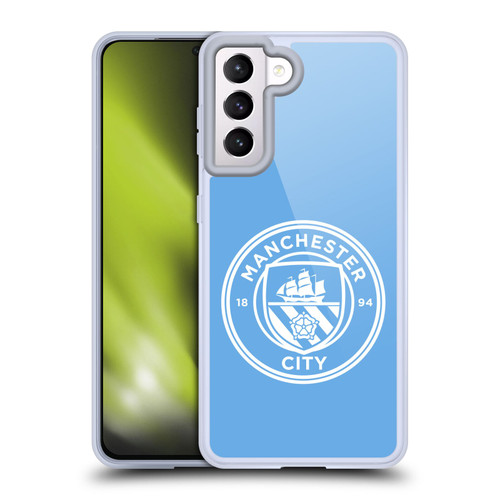 Manchester City Man City FC Badge Blue White Mono Soft Gel Case for Samsung Galaxy S21 5G