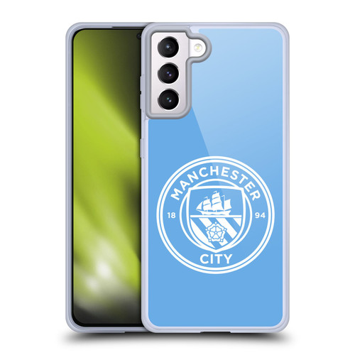 Manchester City Man City FC Badge Blue White Mono Soft Gel Case for Samsung Galaxy S21+ 5G