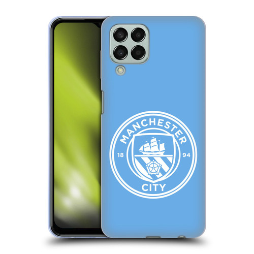Manchester City Man City FC Badge Blue White Mono Soft Gel Case for Samsung Galaxy M33 (2022)