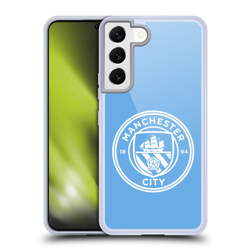 Manchester City Man City FC Badge Blue White Mono Soft Gel Case for Samsung Galaxy S22 5G
