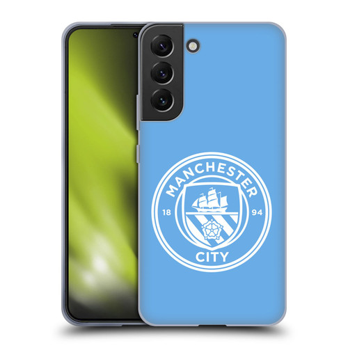 Manchester City Man City FC Badge Blue White Mono Soft Gel Case for Samsung Galaxy S22+ 5G