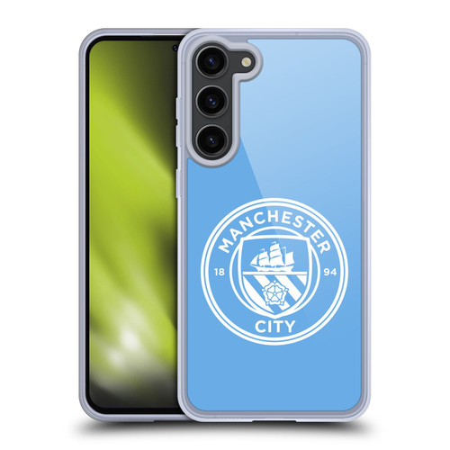 Manchester City Man City FC Badge Blue White Mono Soft Gel Case for Samsung Galaxy S23+ 5G