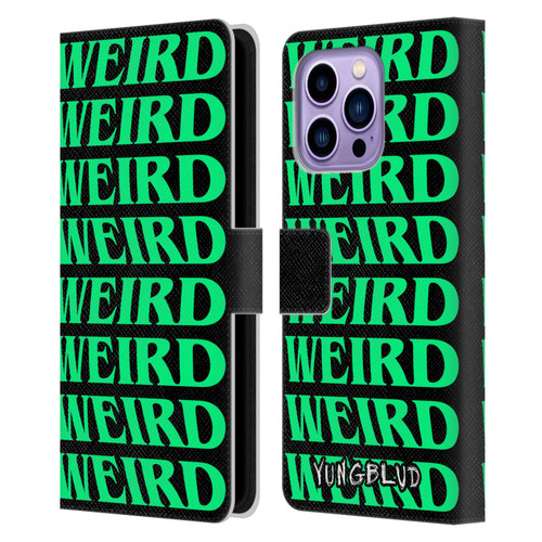 Yungblud Graphics Weird! Text Leather Book Wallet Case Cover For Apple iPhone 14 Pro Max