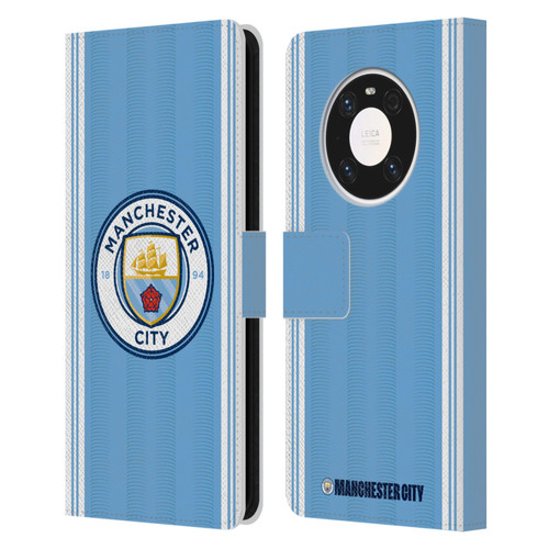 Manchester City Man City FC 2023/24 Badge Kit Home Leather Book Wallet Case Cover For Huawei Mate 40 Pro 5G